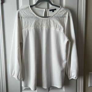 Adrianna Papell White ¾ Sleeve Top Size L